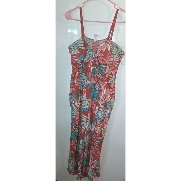 NOBO Orange Floral Tank Capri Romper Sz XXL - Picture 1 of 3